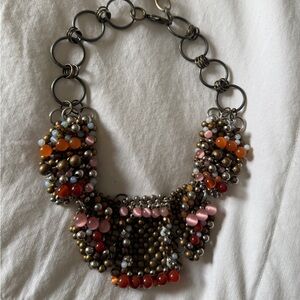 Vintage Pam Hiran Anthropologie Beaded Statement Necklace